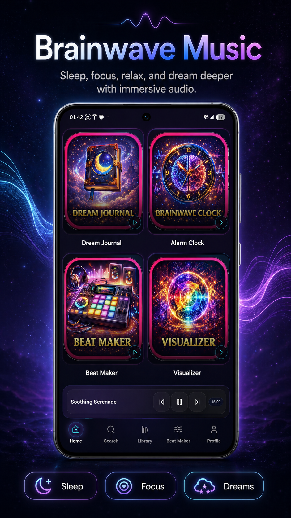 Brainwave Music app home screen